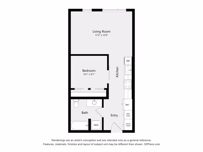 Urban One Bedroom A03A 510 floor plan